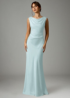 Azazie Kieryn Bridesmaid Dresses Sea Glass Mermaid Pleated Stretch Satin Dress image1