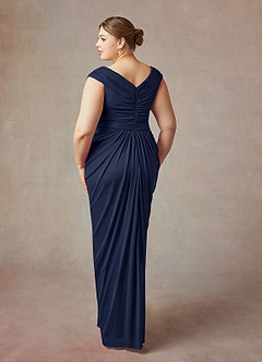 Azazie Lisolette vestidos de madre de la novia Vestido de Azul Marino Oscuro de Malla de Recto con Plisado image12