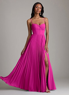Azazie Akiko Bridesmaid Dresses Fuchsia A-Line Sweetheart Neckline Chiffon Dress image1