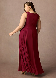 Azazie Galvan Mother of the Bride Dresses Burgundy A-Line Sequins Chiffon Dress image11