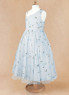 Azazie Ivilia Blumenmädchenkleider A-Linie One-Shoulder Tüll Kleid Himmelblau image8