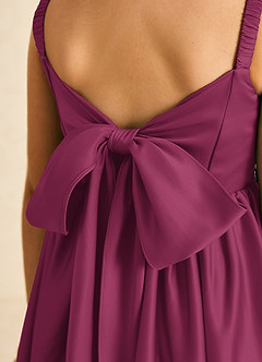 Azazie Midge Robe Demoiselle D'honneur Fillette Robe Trapèze en Mat Satiné Arc Mûre image3
