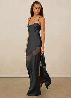 Christian Siriano Bridal for Azazie 1012 Bridesmaid Dresses Black Sheath Lace Stretch Satin Dress image3