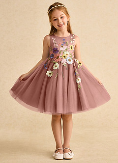 Azazie Prima Flower Girl Dresses Cedar Rose A-Line Bow Tulle Dress image1