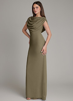 Azazie Hadley Bridesmaid Dresses Willow Green Mermaid Pleated Chiffon Dress image9
