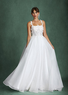 Azazie Gabrielle Wedding Dresses Diamond White Ball-Gown Tulle Dress image5