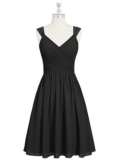 Azazie Angie Bridesmaid Dresses Black A-Line Corset Chiffon Dress image7