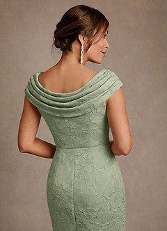 Azazie Irvine Mère de la mariée Robes Robe Trapèze en Blumen-Burnout Plissée Agave image5