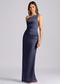 Azazie Akilah Brudtärnklänningar Klänning av Sjöjungfru i Stretch Satin One-shoulder Stormig image6