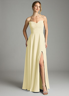 Azazie Ayla Abiti da Damigella Abito A-Line in Chiffon Scollo a Cuore Sorbetto Al Limone image7