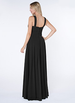 Azazie Kaleigh Bridesmaid Dresses Black A-Line Pleated Chiffon Dress image4