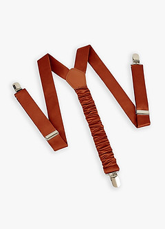 front Matching Color Boy's Matte Satin Suspenders