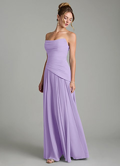 Azazie Gabriela Robes de demoiselle d'honneur Robe Trapèze en Mousseline de soie Corset Lilas image6