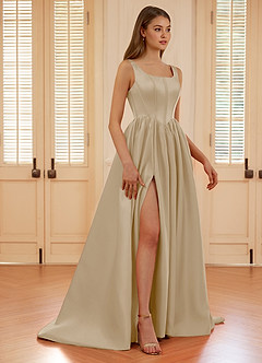 Blakellya Champagner A-Linien-Abendkleid mit Korsett und Stäbchen image6