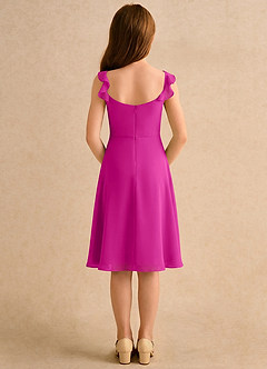 Azazie Pup Girls Formal Flower Girl Dresses Fuchsia A-Line Pleated Chiffon Dress image2