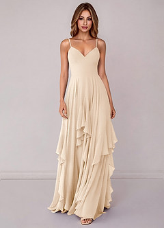 Azazie Zaina Brautjungfernkleider A-Linie Chiffon Kleid Alabaster Weiß image4