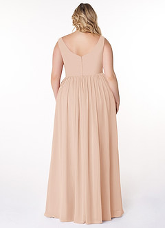 Azazie Keyla Bridesmaid Dresses English Rose A-Line V-Neck Pleated Chiffon Dress image7