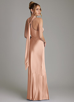 Azazie Reign Bridesmaid Dresses Rose Gold Mermaid Pleated Stretch Satin Dress image7
