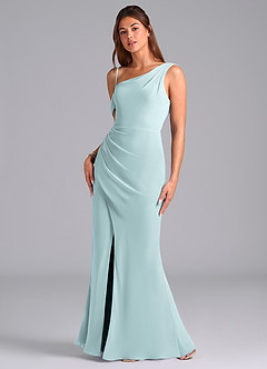 Azazie Madelyn Jurken voor bruidsmeisjes Converteerbaar Jurk van Chiffon met Zeemeermin One-Shoulder De Nevel image5