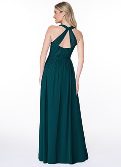 Azazie Jaclyn Bridesmaid Dresses Pine A-Line Pleated Chiffon Dress image2