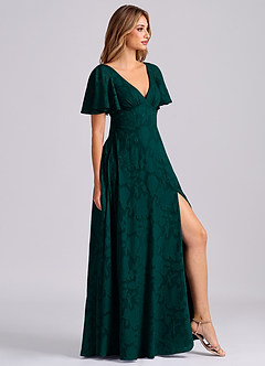 Azazie Kimber Suknie dla druhen Linia A z kieszeniami Kwiatowe wypalenie Do ziemi Sukienka image4