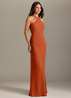 Azazie Doretta Bridesmaid Dresses Burnt Orange Mermaid Pleated Chiffon Dress image3
