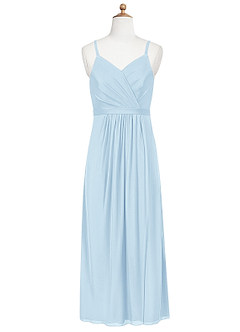 Azazie Luxy Junior Sky Blue Pleated Mesh Dress image6