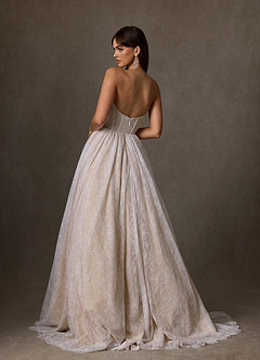 Azazie Sienna Robes de mariée Robe Trapèze en Dentelle Encolure en Forme de Cœur Diamant Blanc Champagne image8