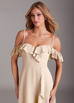 Azazie Lyra Bridesmaid Dresses White Alabaster A-Line Chiffon Convertible Dress image2