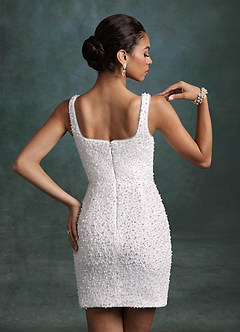 Azazie Gianna Wedding Dresses Diamond White Sheath Square Neckline Beading Dress image8