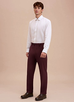 front Ethan Cabernet Refined Weave Dress Pants