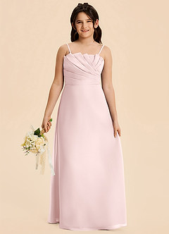 Azazie Rory Junior Vestido de Rosa Rubor de Gasa de Corte en A con Plisado image6