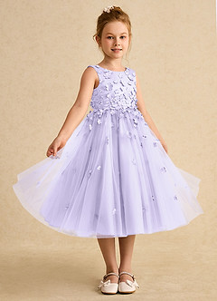 Azazie Lana Flower Girl Dresses Lilac A-Line Sleeveless Matte Satin Dress image5