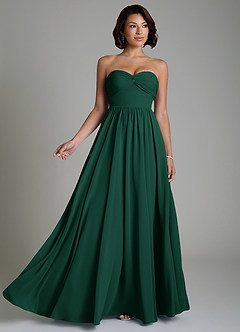 Azazie Petra Bridesmaid Dresses Emerald A-Line Corset Chiffon Dress image4