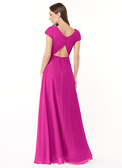 Azazie Hainsly Vestidos de damas de honor Vestido de Fucsia de Gasa de Corte en A con Escote de Corazón image2