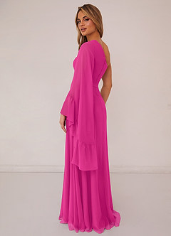 Barbie ♥ Azazie Jurken voor bruidsmeisjes Jurk van Chiffon met A-Lijn Lange mouw Barbie Roze image2