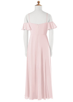 Azazie Juna Junior Robe Trapèze en Mousseline de soie Épaule décolletée Rose Pâle image7