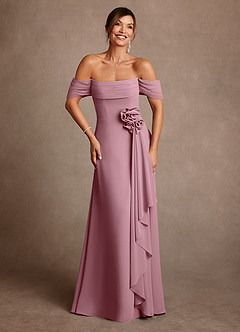 Azazie Amherst Mother of the Bride Dresses Vintage Mauve A-Line Off the Shoulder Chiffon Dress image1