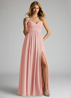 Azazie Alia Bridesmaid Dresses Rosette A-Line Pleated Chiffon Dress image4