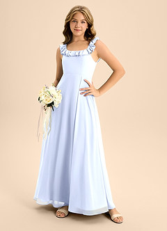Azazie Callie Junior Ice A-Line Ruched Chiffon Dress image6