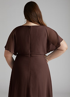 Azazie Aaliyah Modest Bridesmaid Dresses A-Line Scoop Pleated Chiffon Floor-Length Dress image10