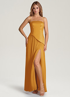Azazie Tierney Bridesmaid Dresses Butterscotch A-Line Strapless Chiffon Convertible Dress image3