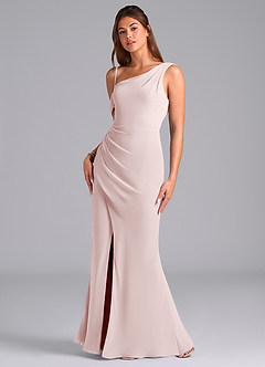 Azazie Madelyn Robes de demoiselle d'honneur Robe Sirène Convertible en Mousseline de soie Ue épaule Rose Pâle image5