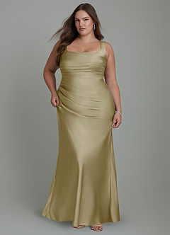 Azazie Agustina Bridesmaid Dresses Moss Green Mermaid Corset Stretch Satin Dress image9