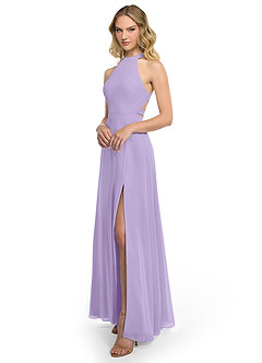 Azazie Clarice Bridesmaid Dresses Lilac A-Line Halter Chiffon Dress image2