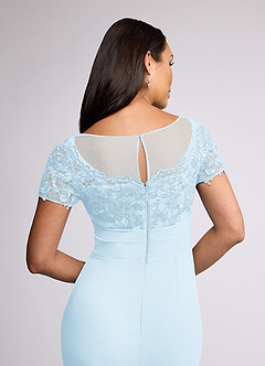 Azazie Susan Abiti per la Madre della Sposa Abito Tubino in Crepe Elasticizzato Pizzo Azzurro image5