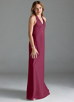 Azazie Tessie Junior Mulberry A-Line Pleated Chiffon Dress image4