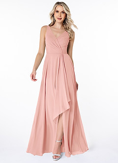 Azazie Calvi Final Sale Rosette A-Line Ruched Chiffon Dress image1