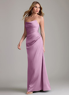 Azazie Lucille Bridesmaid Dresses Wisteria Mermaid Strapless Stretch Satin Convertible Dress image3