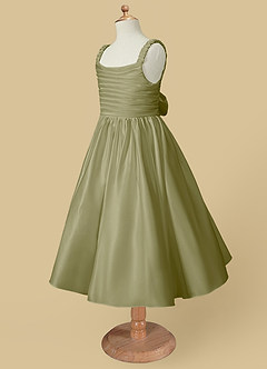 Azazie Cutie Pie Blumenmädchenkleider A-Linie Plissee Matte Satin Kleid Moosgrün image6
